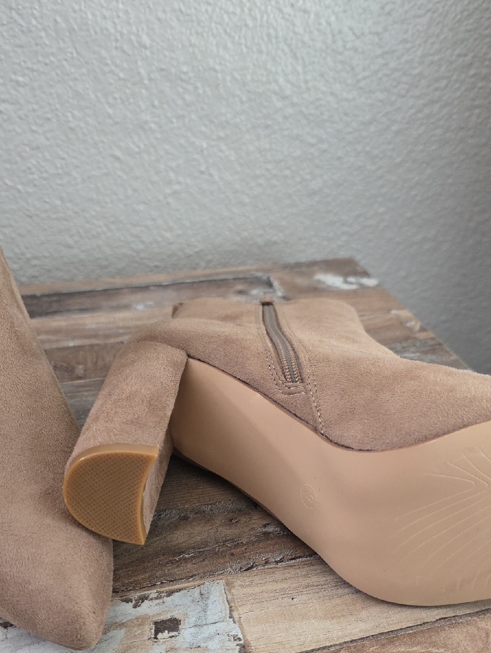 Size 9 Taupe Suede Pointed-Toe Ankle Booties - Picture 2 of 4